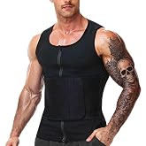 FEVOHOT Waist Trainer Sauna Shirt Suit For Men Sweat Compression Workout Vest Body Shaper Zipper Tank Top Belt Belly Fat