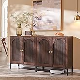IFGET Modern Buffet Cabinet with Storage, 61.75" W Fluted Arched Sideboard Cabinet w/Adjustable Shelves, Wooden Modular Coffee Bar for Dining Room, Kitchen, Living Room, Entryway, Brown