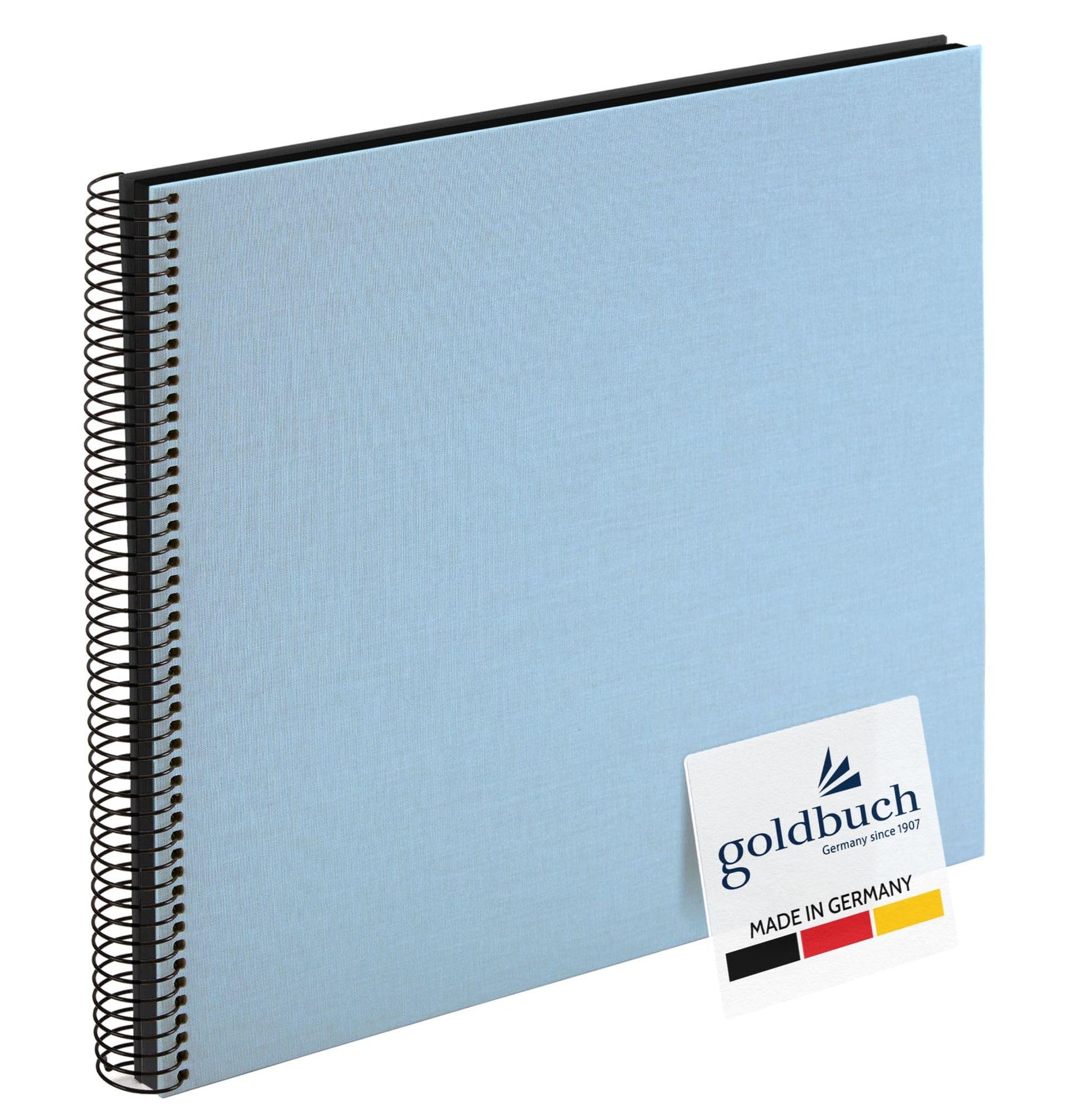 goldbuch Bella Vista 25 529 Spiral Album Sky Blue 35 x 30 x 2.8 cm Photo Album 40 Black Pages Picture Album Cover Linen Photo Album Landscape Photo Book Sky Blue