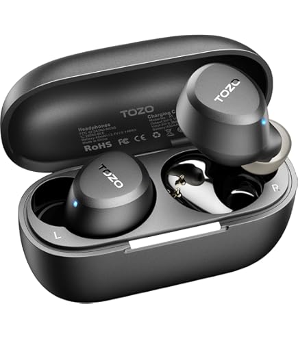 thumbnail image 2 of TOZO NC9 Wireless Earbuds – Immersive Sound, Deep Bass, Active Noise Cancellation, Bluetooth, Wireless Charging 2 of 6