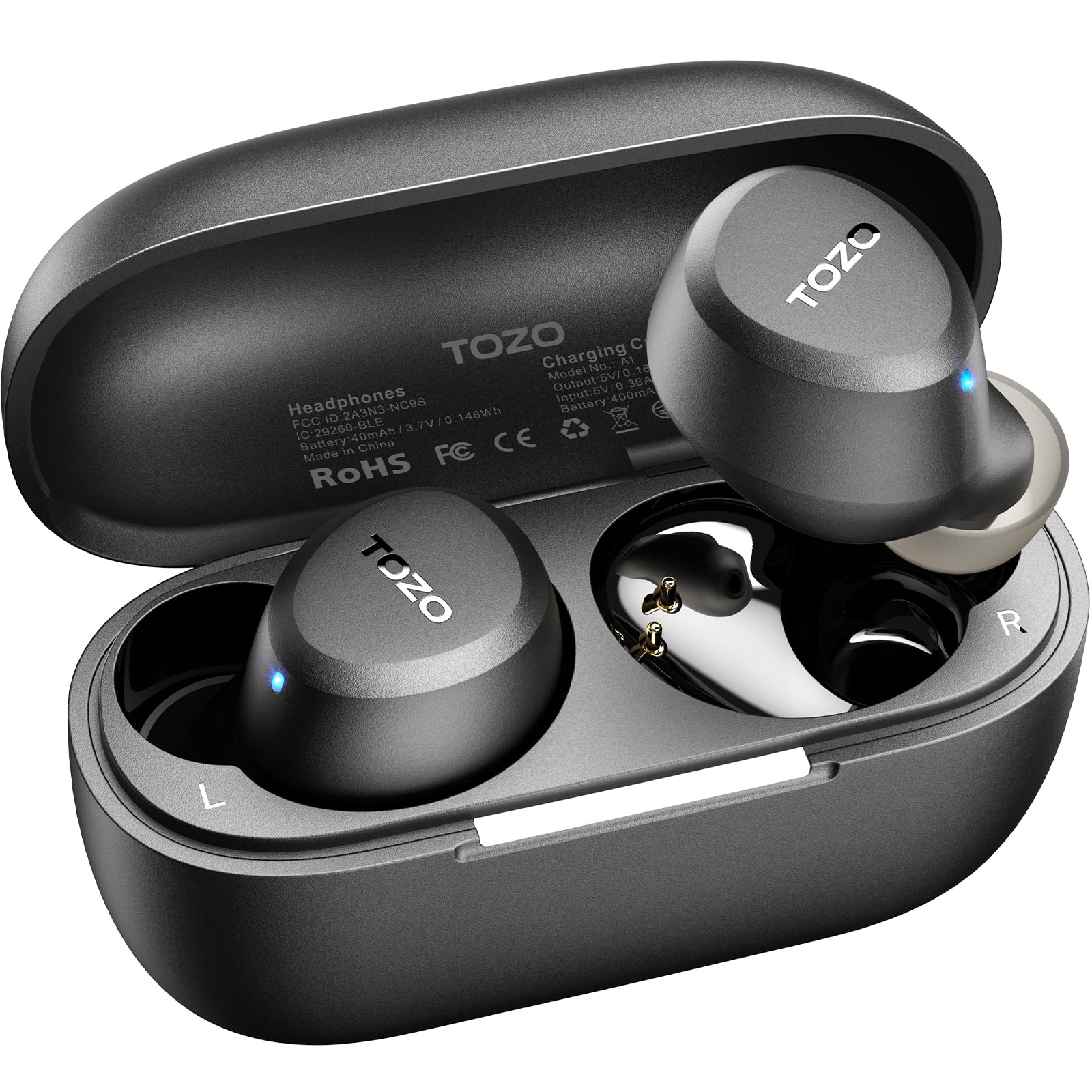Photo 1 of TOZO A1 Wireless Earbuds Bluetooth 5.3 Light Weight in Ear IPX5 Waterproof Headphones 2 Mic for AI Calls, Immersive Premium Sound Bass Headset with Charging Case, 32 Presets EQ Customization via App