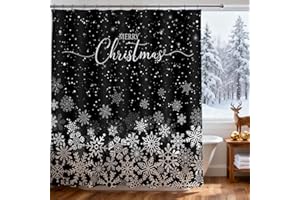 Lindameler Winter Snowflake Shower Curtain for Bathroom Christmas Snow Scene Shower Curtain for Winter Christmas Decor Waterproof Holidays Bath Curtain 72 X 72 Inch