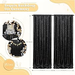 B-COOL Black Sequin Backdrop Curtains Black