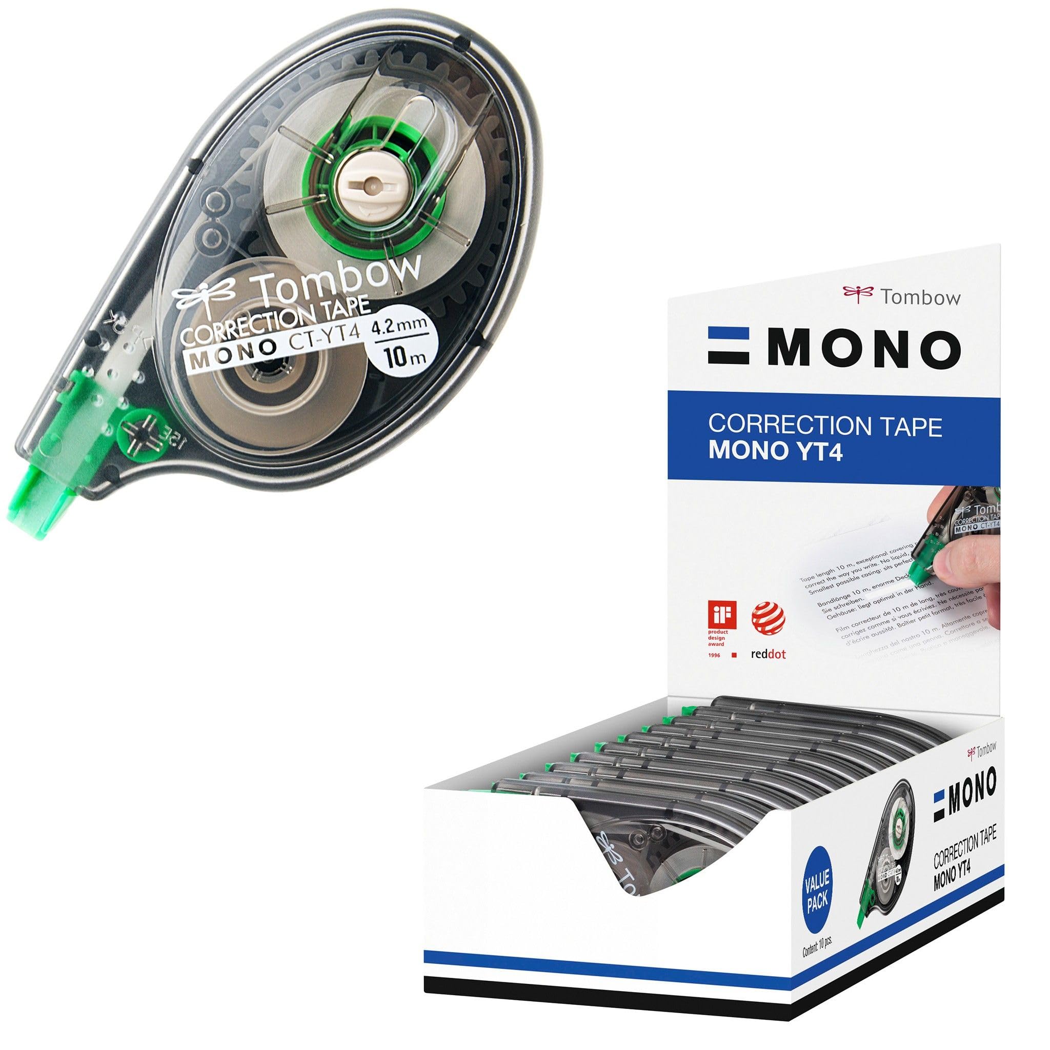 Tombow 315030 Mono Correction Tape in Clear Roller Case 4mmx10m Ref CT-YT4 [Pack 10]
