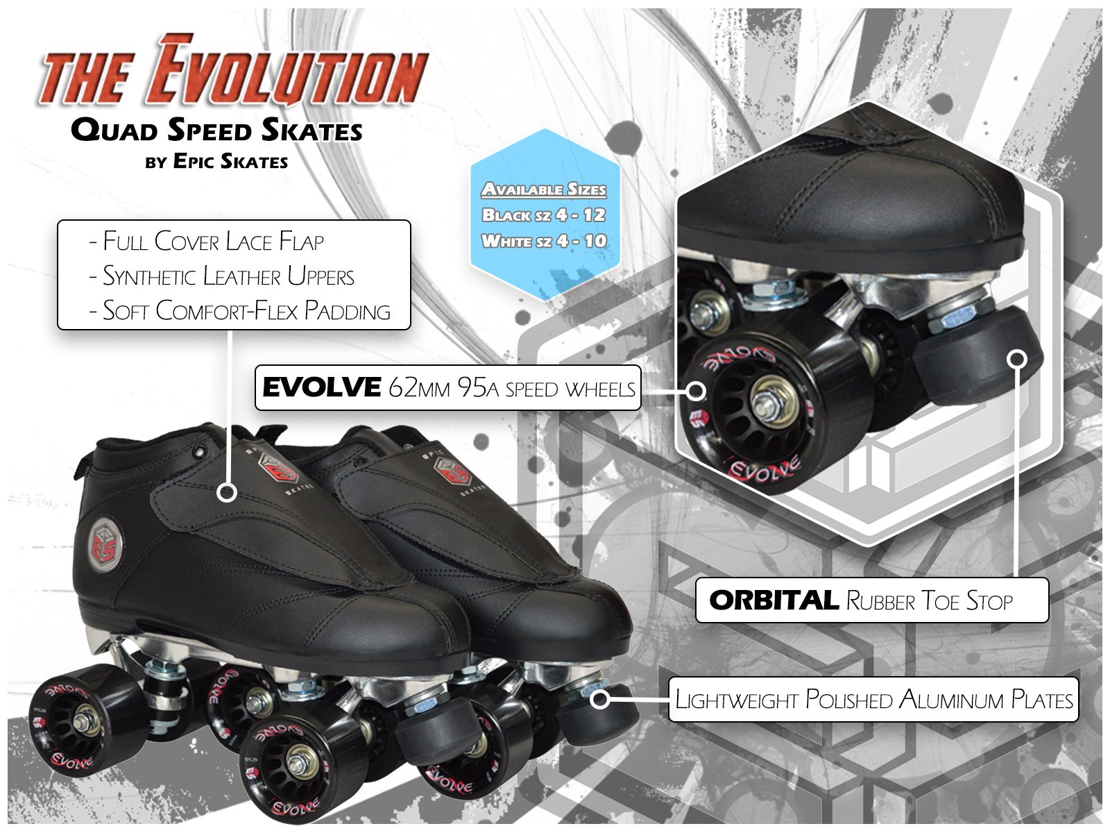 Epic Skates Evolution Black Speed Skates