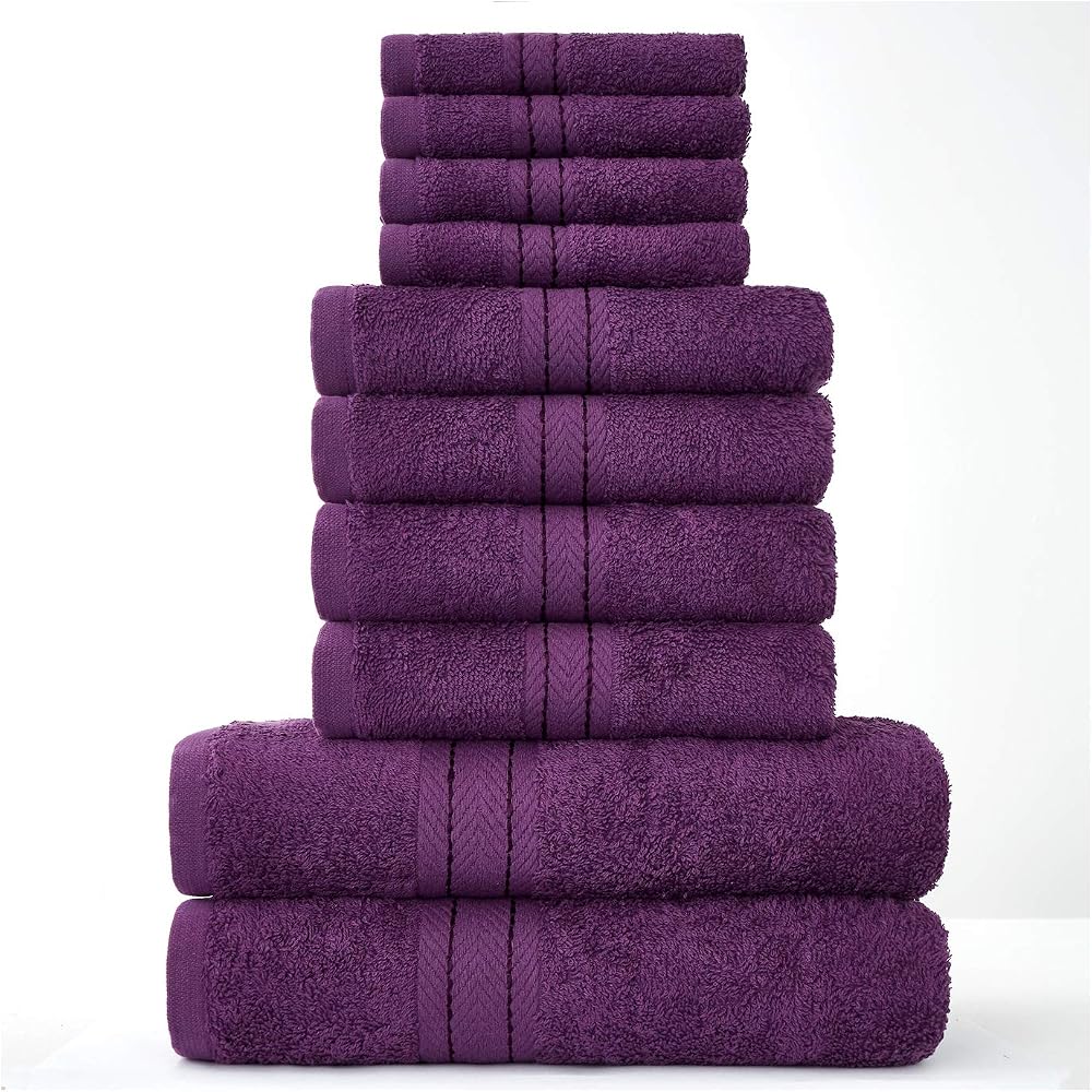GC GAVENO CAVAILIA Towels 10pc Set 100% Egyptian Cotton Purple