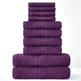 GC GAVENO CAVAILIA Towels 10pc Set 100% Egyptian Cotton Purple