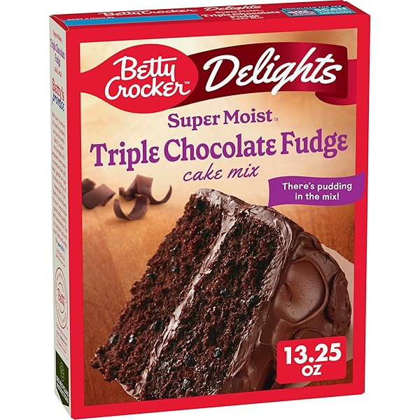 BETTY CROCKER DELIGHTS SUPER MOIST TRIPLE CHOCOLATE FUDGE CAKE MIX, 13.25 OZ