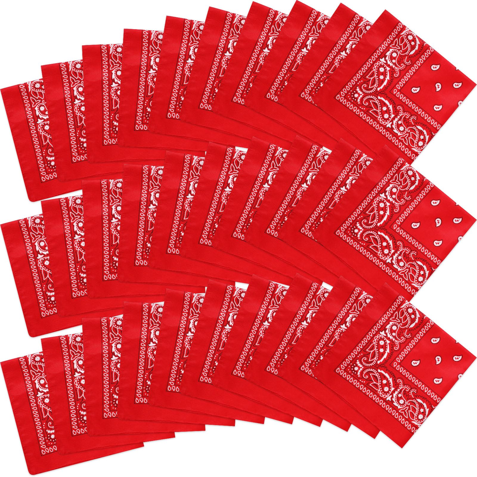 Photo 1 of 30 Pcs Paisley Bandanas - Unisex Head Wrap Scarf Cowboy Bandanas Headband Handkerchief for Women Men (Red)