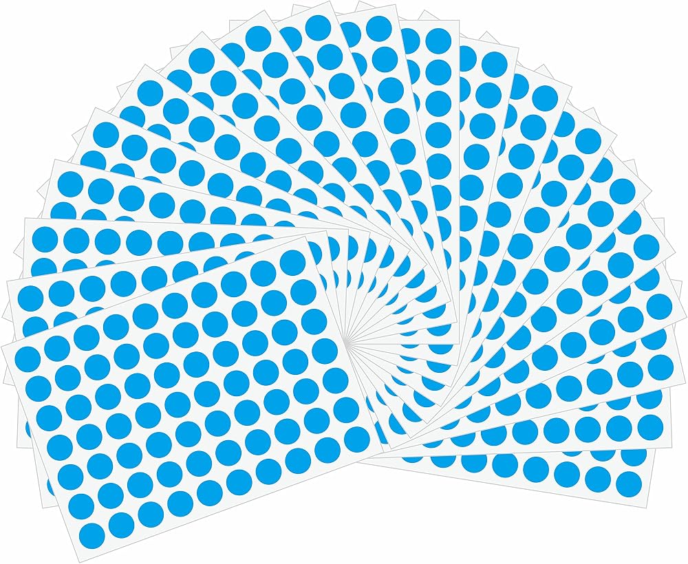 HYBSK Hylabelest 10mm Blue Dot Stickers 20 Sheets 1400 Labels Gloss Paper