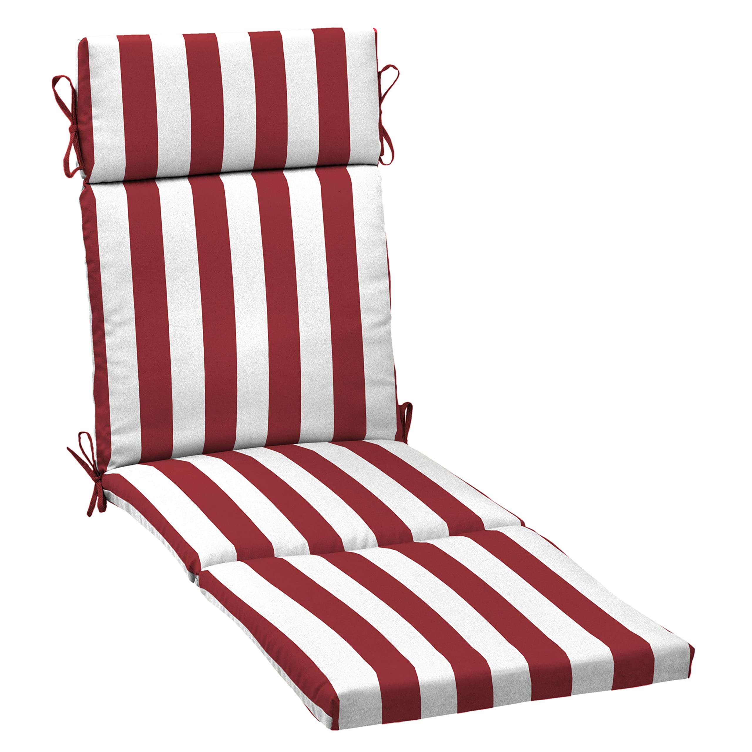 Arden Outdoor Chaise Cushion, 21 in x 72 in, Weather-Proof, Rain-Proof, Fade Resistant Patio Cushion for Chaise Lounger Ruby Red Cabana Stripe Image