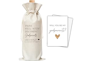 chanuan Godparents Wine Gift Bags, Will You Be My Godparents Wine Bag For Godparents Proposal, Godmother Godfather Gift, Godparents Gifts For Baptism, 1 Wine Bag With 1 Godparents Proposal Card (A18)