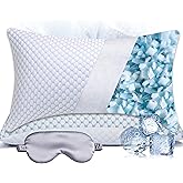 JMZANSI Premium Adjustable Shredded Memory Foam Pillow - Suitable for Side, Back, and Stomach Sleepers, with Cooling Fiber Machine Washable Cover (Standard-2PCS)
