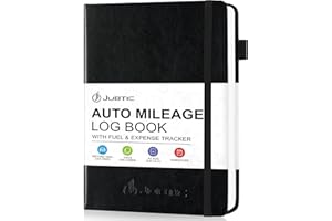 JUBTIC Auto Mileage Log Book for Taxes,Vehicle Maintenance Log Book,Mileage Tracker for Car with Mileage,Expense,Gas Consumption & Lubrication,A5 Size,1,674 Mileage Entries,A5 Size(Black)