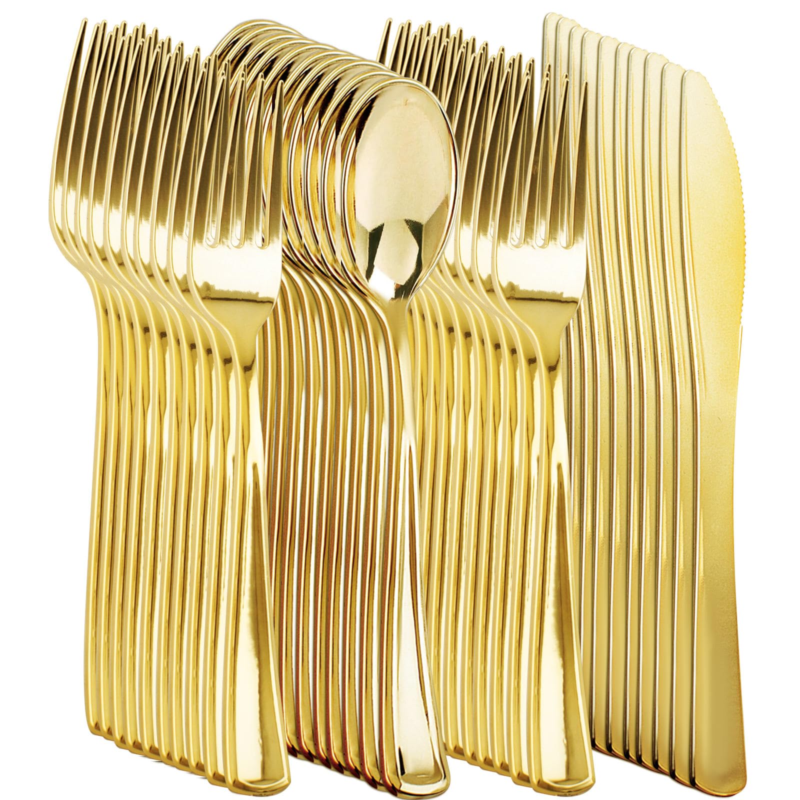 Photo 1 of NOCCUR 400PCS Gold Silverware Disposable - Gold Plastic Silverware - Gold Plastic Cutlery Include 200 Forks, 100 Spoons, 100 Knives, Gold Disposable Silverware Perfect for Party&Daily Using