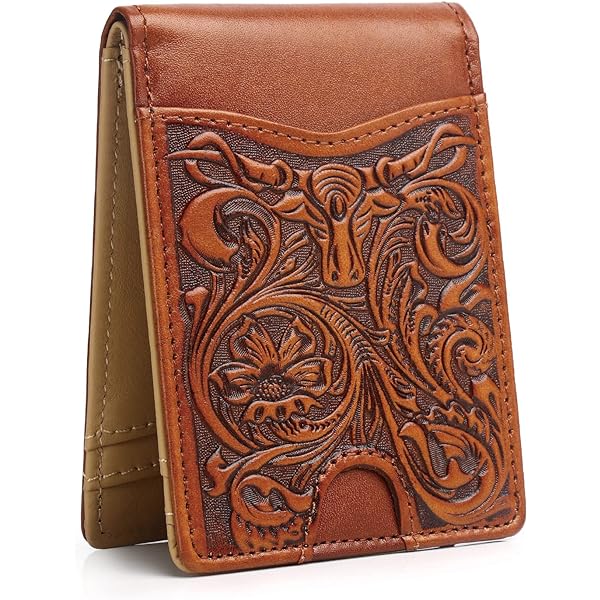 Longhorn Men's Bifold Wallet – Texas Western Style, Ostrich Embossed, Black Finish, Checkbook Feature By #1 Royal West