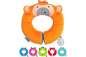 Trunki Kid's Travel Neck Pillow and Chin Rest | Support Sleepy Heads in The Car Seat, Plane, Bike or Pram | Yondi Small Mylo Monkey (Orange)