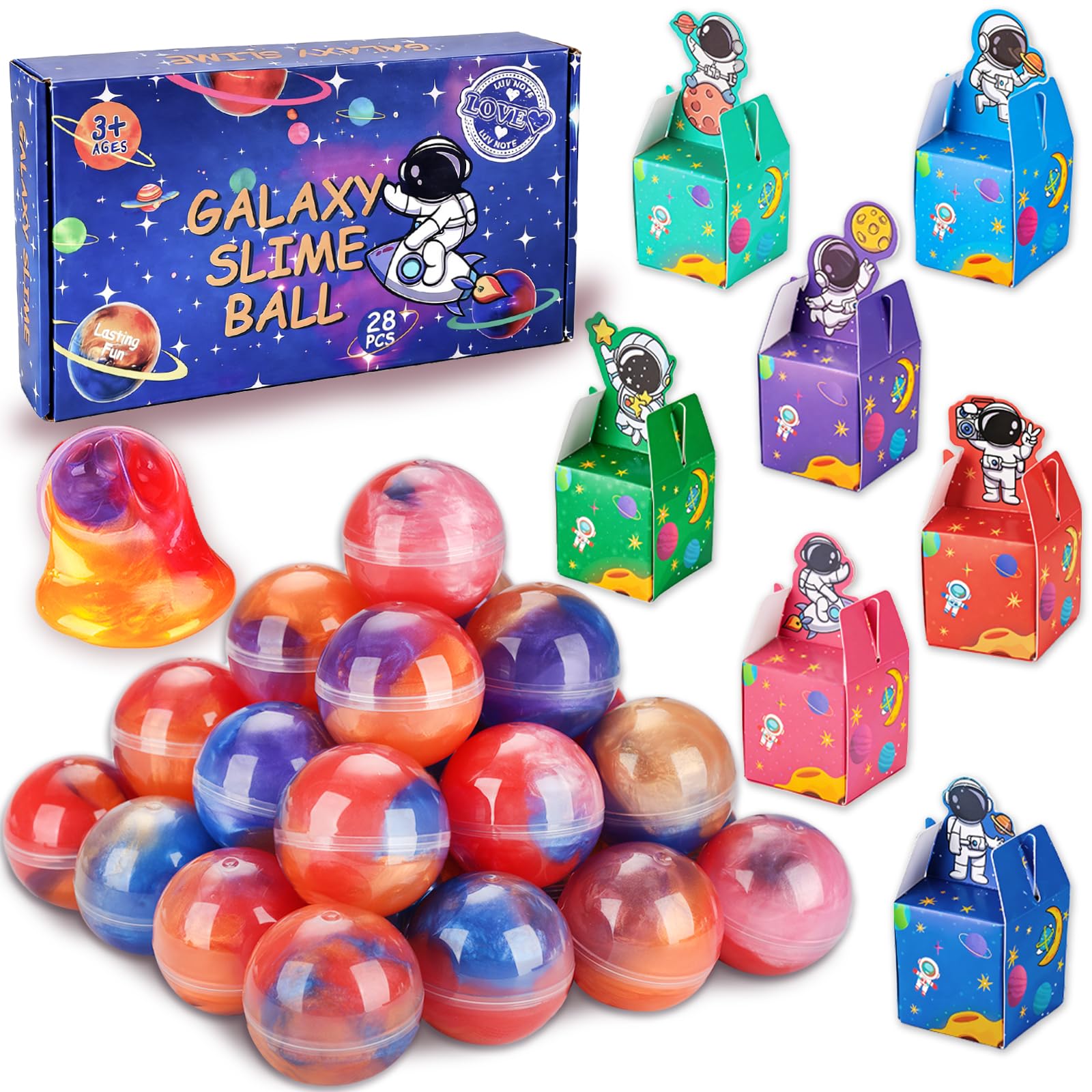 Photo 1 of 28 Pack Valentines Day Gifts for Kids, Valentines Galaxy Slime with Valentines Day Cards Space Gift Boxes, Valentine Classroom Favors Valentines Cards for Boys Girls Class Exchange Prizes