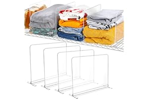 OURHOM Acrylic Closet Organizer, Shelf Dividers for Closet Organization for Wire Shelf Dividers, Clear Closet Shelf for Wire Closet, Shelves Shelf Organizer for Bedroom, Kitchen and Office (4, 8.8inch)