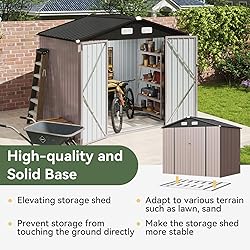 Aoxun 7x5 FT Outdoor Storage Shed with Base Garden