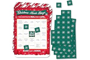 Big Dot of Happiness Bingo de film de Noël, jeux de fête de Noël, Bingo de vacances Rom Com, Bingo de nuit de Noël, jeu de nu