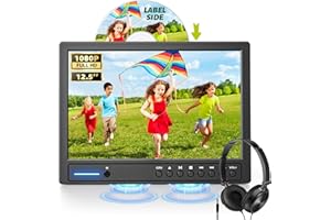 Arafuna 12.5" Portable DVD Player for Car with Headphone, Car DVD Player with Headrest Mount, Suction-Type Disc in, Support 1080P Video, HDMI Input, AV in/Out, USB/SD Card Reader, Last Memory