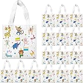 20 Pcs Animal Parade Gift Bags Jungle Animal Goodies Bags with Handles Reusable Non-Woven Bag for Safari Party Favors Wild Animal Birthday Baby Shower Zoo Animals Decorations Supplies