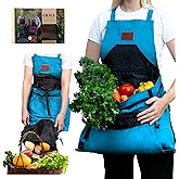 Gardening Apron with Pockets for Women & Men - Garden Apron 7 Pockets & Internal Drawstring Bag - Great Gift