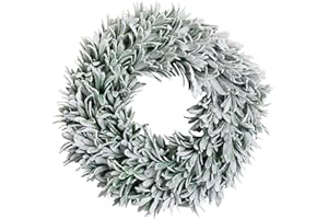 LIDY White Indoor 16 inch Christmas Wreath for Windows, for Door, for Cabinets - Flocked Mini Christmas Wreath Decorations Idoor and Outdoor | Winter Small Wreaths for Room and Christmas Mantel Decor