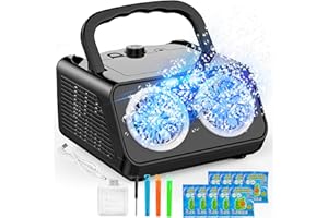 Bttyu Bubble Machine Portable Bubble Maker for Kids with 2 Fans,Plug in or Battery Operated Bubble Blower,20000+ Bubbles Per Minute for Outdoor Wedding Birthday Halloween
