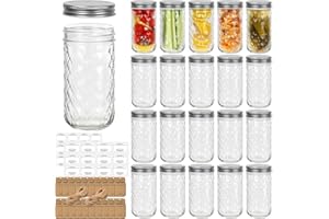 Eathtek 12 oz Mason Jars 20 Pack, 360ml Mini Canning Jars with Regular Lids for Jelly Herbs Spice Honey Storage, Small Glass 