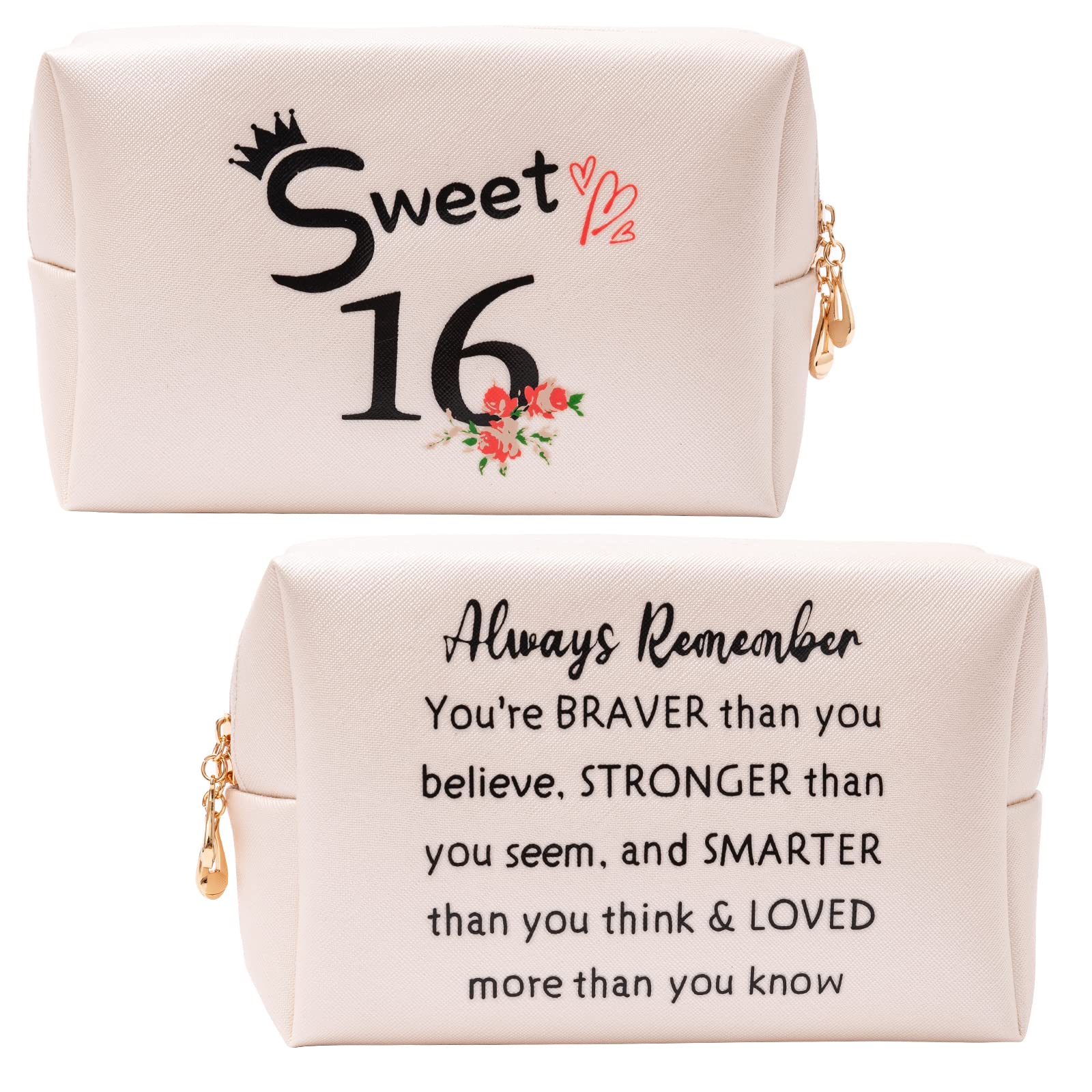 16th Birthday Gifts Girl,Inspirational Makeup Bag Gift for Sweet 16th Birthday Gifts,16th Birthday Gifts Ideas,16 Year Old Girls Sweet Sixteen Gifts for Teen Girls,Inspirational Quotes Gifts