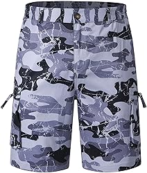 QPNGRP Men's 9" Inseam Stretch Waist Zipper Cargo