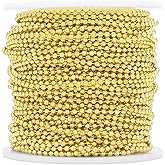 CleverDelights Bulk Ball Chain - Gold Color - Craft Jewelry Chain Dog Tags Home DIY (2.0mm, 100, Feet)