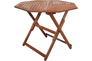 Sunnydaze Meranti Wood Octagon Outdoor Folding Table - Teak Oil Finish - 35.5-Inch
