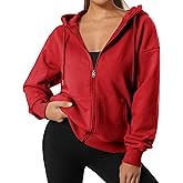 GIVON Women's Oversized Fleece Zip Up Hoodie Y2k Clothes Lightweight Long Sleeve Hooded Sweatshirt with Pockets