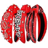 NVENF Red Spirit Day Accessories for Women Game Day Football Headband Jeweled Knotted Headbands Game Day Football Accessories Outfits Football Team Spirit Accessories Party Favors Gifts (Pattern A)