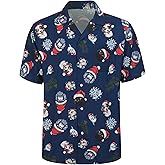 Giftdigger Mardi Gras Shirts for Men Funny 3D Print Button Up Shirt for Men Holiday Casual Aloha Hawaiian Short Sleeve Shirts