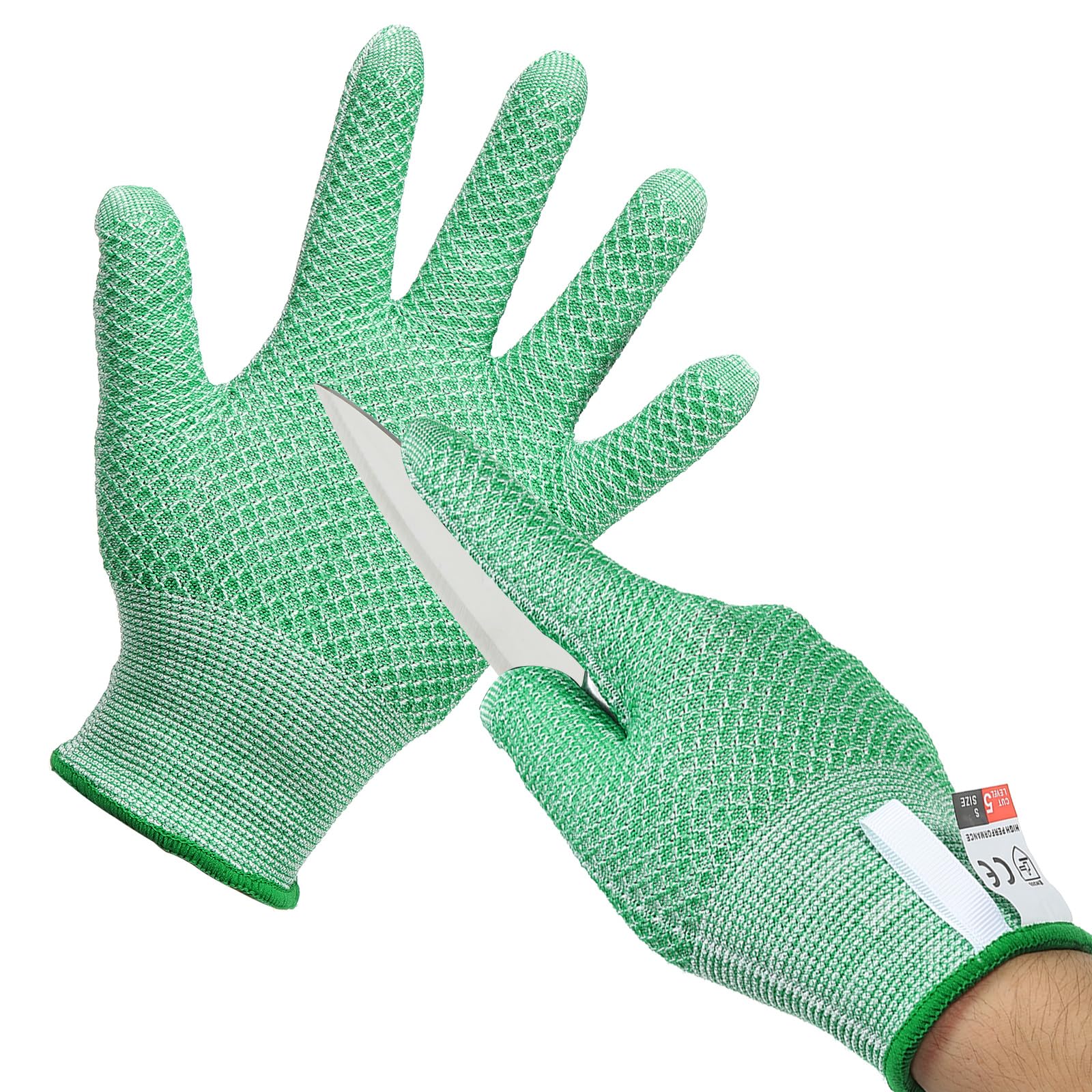 PATIKIL Cut Resistant Gloves, Level 5 Protection Cutting Gloves Anti Cut Kitchen Work Glove for Mandolin Slicing Oyster Shucking Whittling Wood Carving, Green, Medium