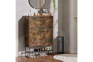 LYNCOHOME Narrow Shoe Storage Cabinet with 2 Flip Drawers and Feodorizing Function, Freestanding Shoe Organizer for Entryway,