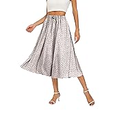 Abaadlw Maxi Skirts for Women with Pockets Long Midi Length Casual Skirt for Beach Party Holiday White Floral