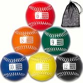 Set of 6 Weighted Softball - Training Softballs Weighted Balls for Softball with Drawstring Bag - 6oz to 12oz, 12 Inch - Help Increase Pitch Velocity - Great for All Skill Levels