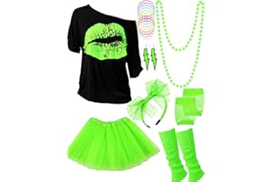 Blulu 80s Outfit for Women 80s Costume Accessories Set 1980s Cosplay