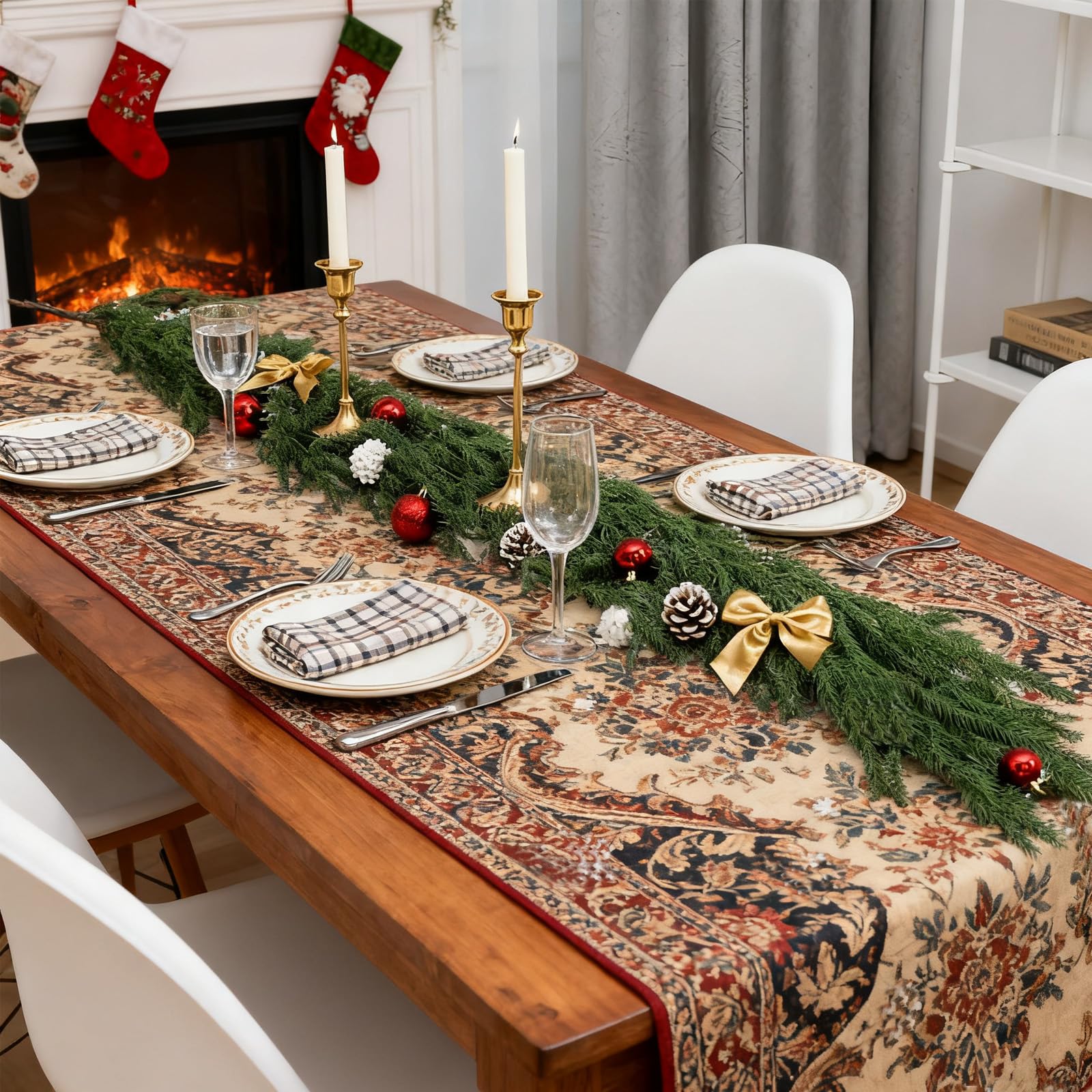 2 Pcs 6FT Artificial Norfolk Pine Garland - Faux Greenery Cedar Garlands with Soft Thickness for Mantle, Staircase, Table, Indoor Outdoor Christmas Home Decorations