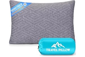 1 MIDDLE ONE Travel Pillow for Sleeping Camping, Memory Foam Small Pillow with Breathable Cover for Backpacking, Airplane, Car (15.5 X 12 Inch)