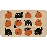 Whaline Halloween Doormat Black Cat Pumpkin Door Mat with Anti-Slip Rubber Back Rectangle Floor Mat for Indoor Outdoor Home Kitchen Entrance Porch, 17 x 29 Inch