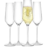 JoyJolt Champagne Flutes – Layla Collection Crystal Champagne Glasses Set of 4 – 6.7 Ounce Capacity – Ideal for Home Bar, Spe