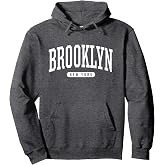 Brooklyn Hoodie Sweatshirt College University Style NY USA. Pullover Hoodie