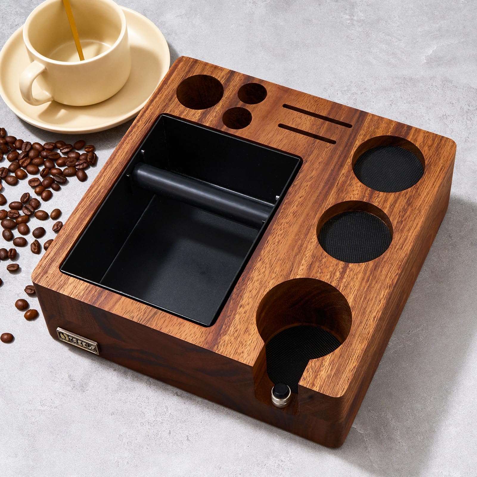 Photo 1 of Espresso Knock Box, Tamping Station 58mm for Breville Machines | Barista Workstation with Tamper, Distributor, Normcore Counter Organizer, Portafilter Holder & Multi-Accessory Storage
