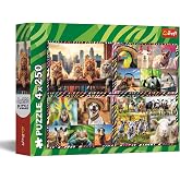 Trefl Funny Animals, 4in1-4x250 Piece Puzzle 13.3"x9.4" | DIY, Creative Entertainment, Classic Jigsaw, 14+